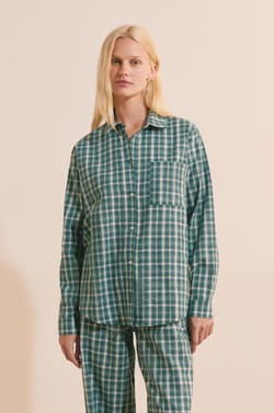 Chemise manches longues &agrave; carreaux en coton ;${refinementColor}