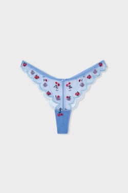 Embroidered Tulle Tanga;${refinementColor}