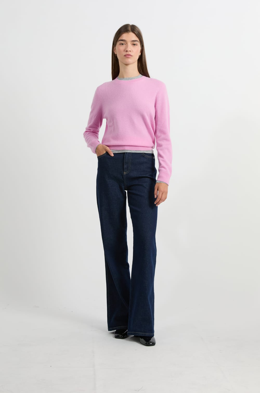 Pull col rond en cachemire;${refinementColor}