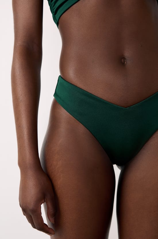 High-leg Brazilian bikini bottom satin swimwear;${refinementColor}