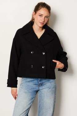 Short Buttoned Peacoat;${refinementColor}