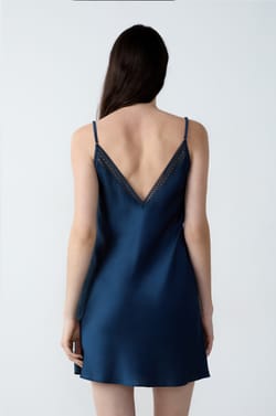 Short Satin Nightdress With Lace Details;${refinementColor}