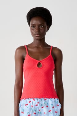 Cotton Pointelle Tank Top;${refinementColor}