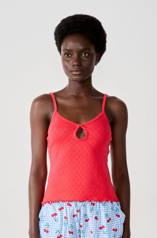 Cotton Pointelle Tank Top;${refinementColor}