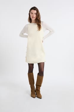 Knitted Buttoned Dress;${refinementColor}