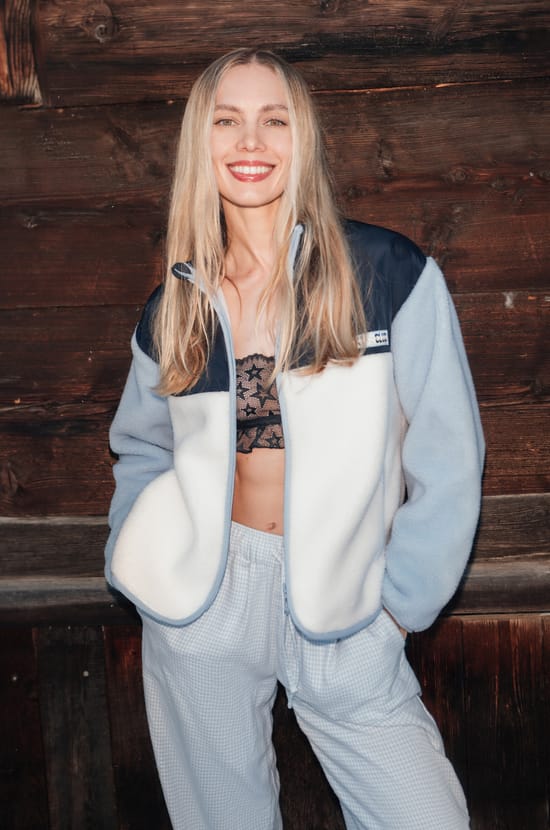 Veste chaude sherpa empiècements contrastés;${refinementColor}