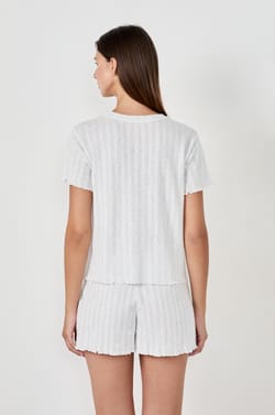 T-shirt en pointelle;${refinementColor}