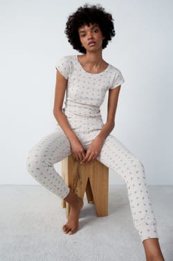Bavlněné pyžamové kalhoty se srdíčkovým vzorem;${refinementColor}