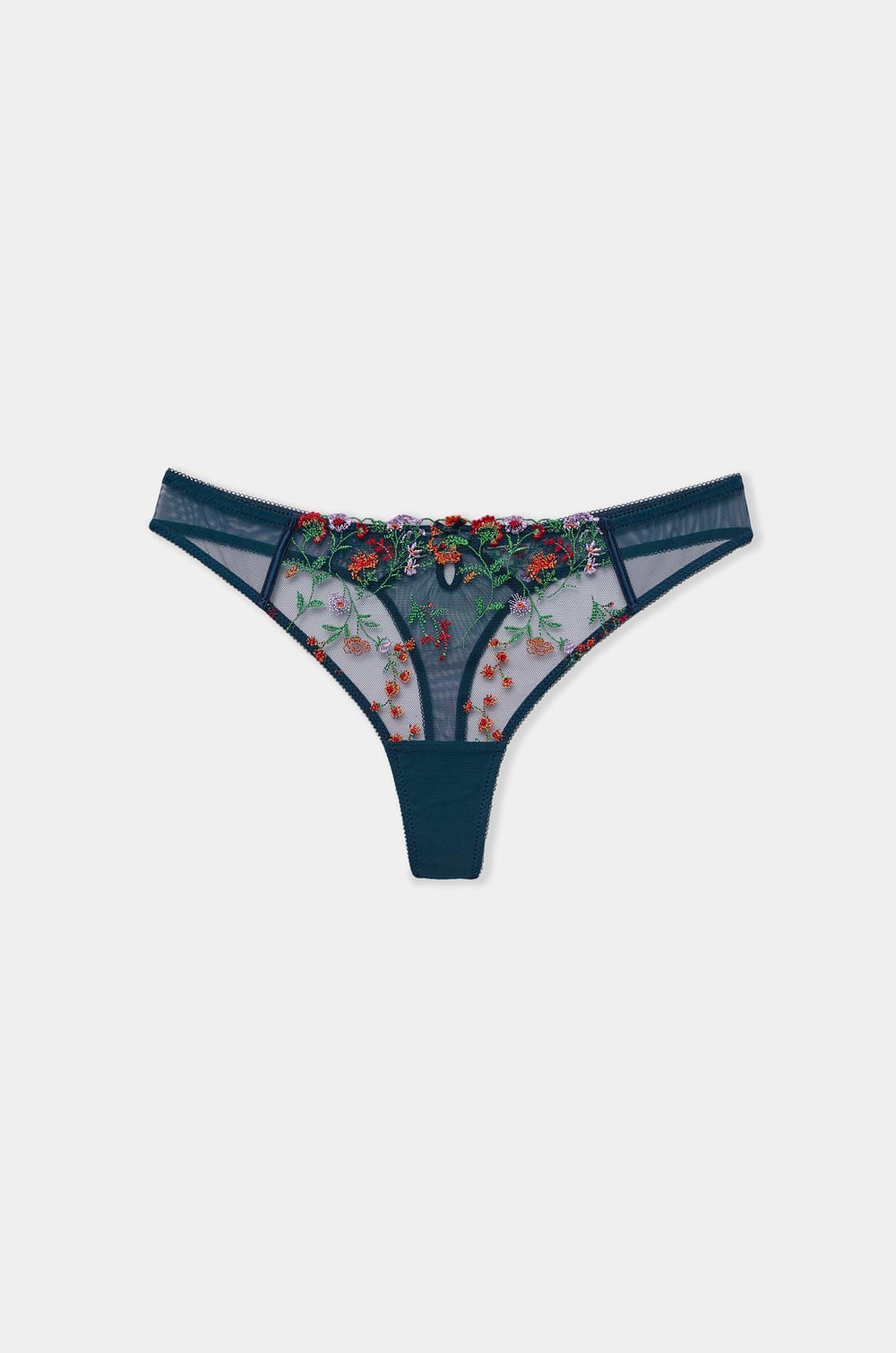 Embroidered Tulle Thong;${refinementColor}