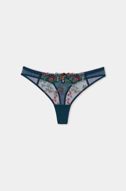 Embroidered Tulle Thong;${refinementColor}