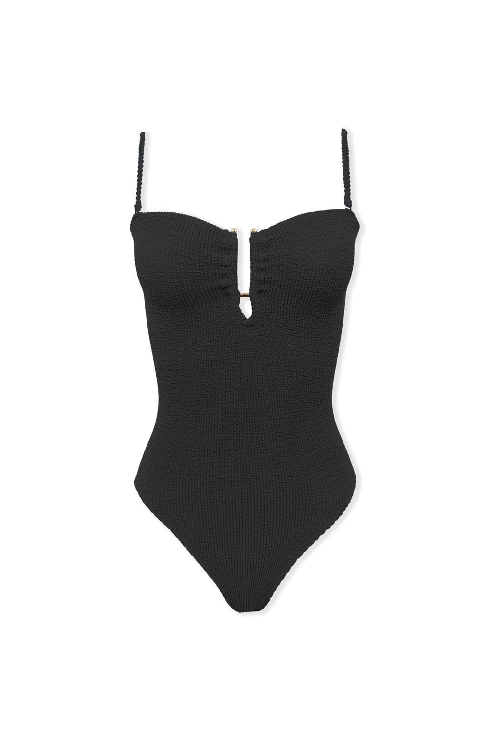 One-Piece Stretch Swimsuit with Metal Jewel;${refinementColor}