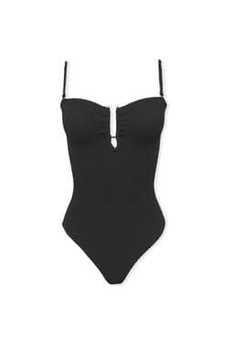 One-Piece Stretch Swimsuit with Metal Jewel;${refinementColor}