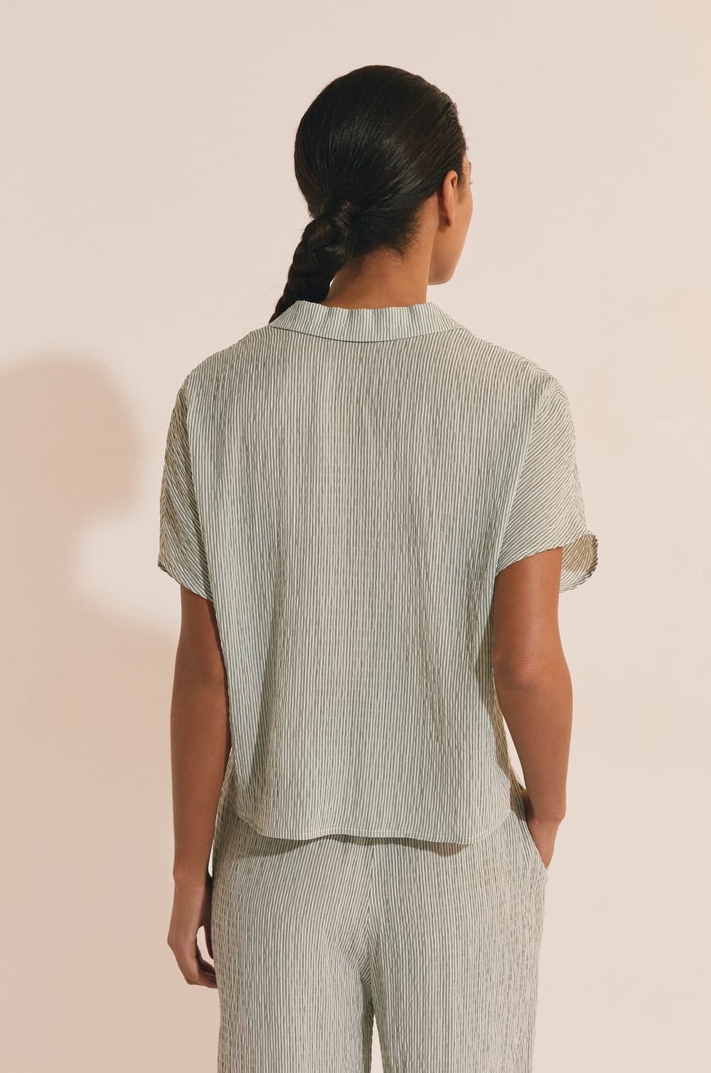 Chemise de pyjama &agrave; rayures;${refinementColor}