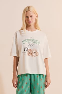T-shirt avec motifs chiens en coton;${refinementColor}