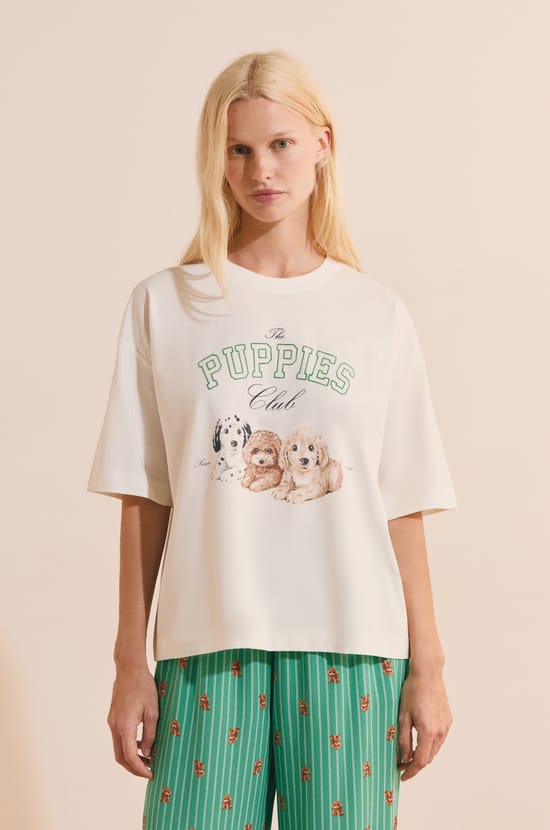 T-shirt avec motifs chiens en coton;${refinementColor}