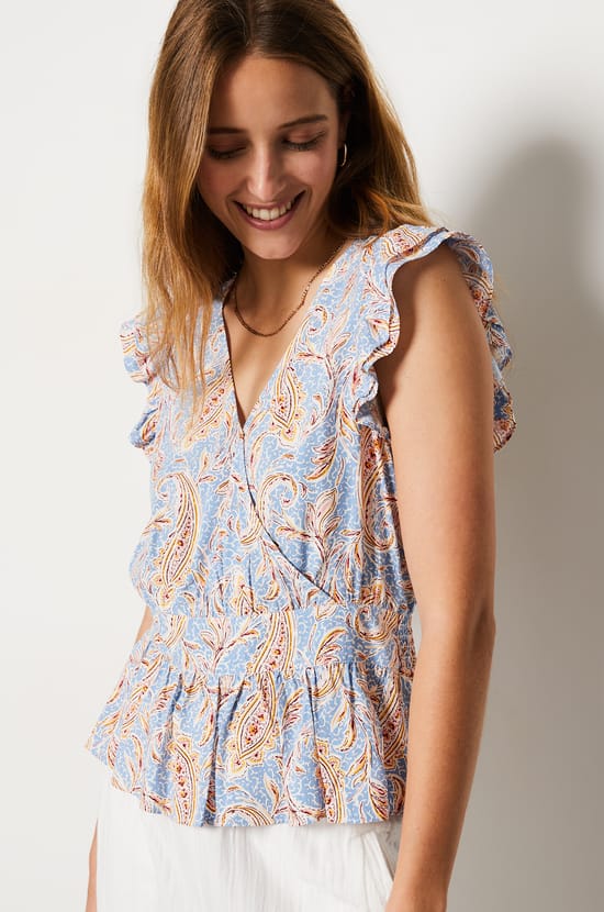 Sleeveless Patterned Top;${refinementColor}