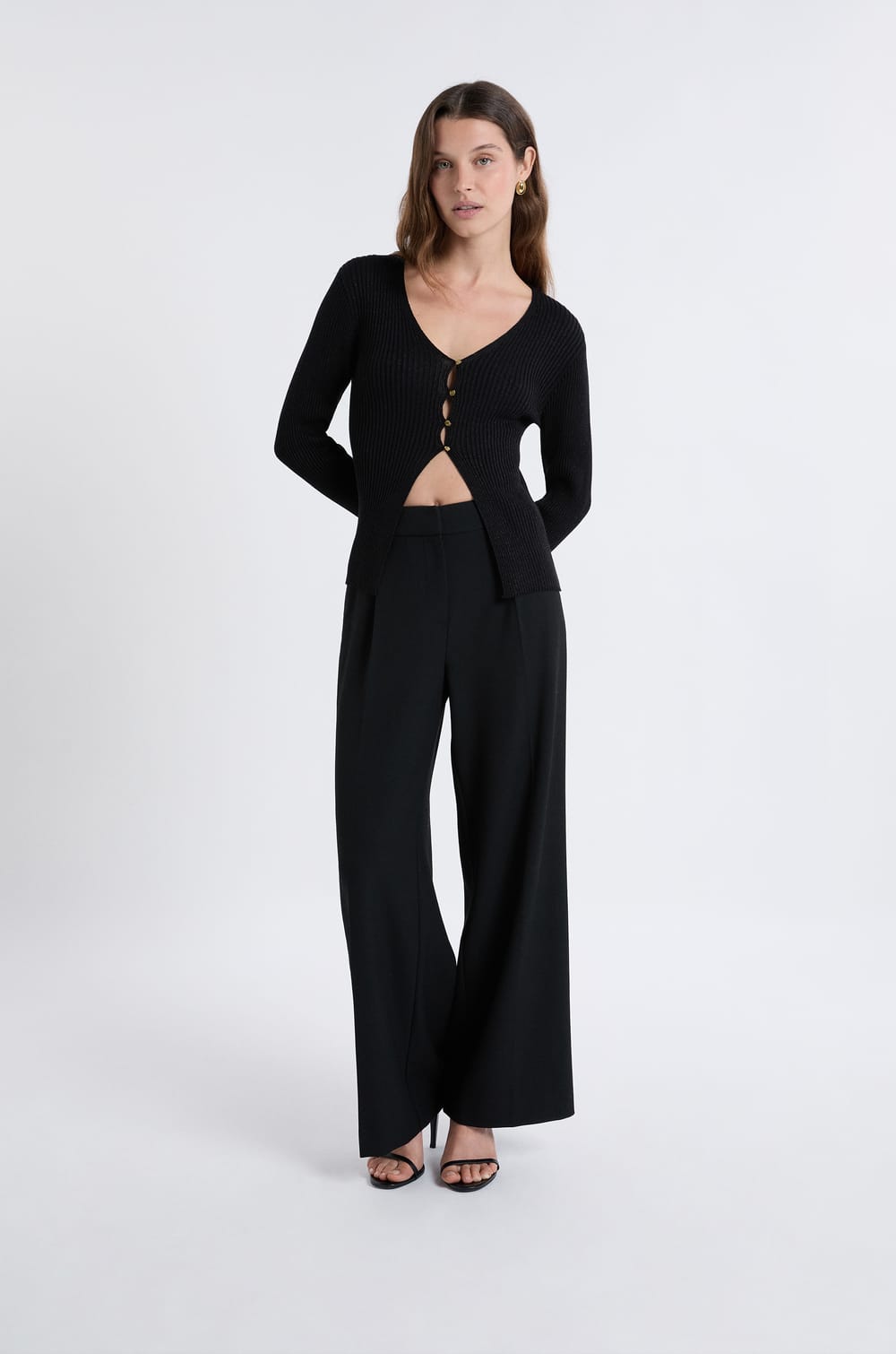 Iridescent Cardigan With Gold Buttons;${refinementColor}