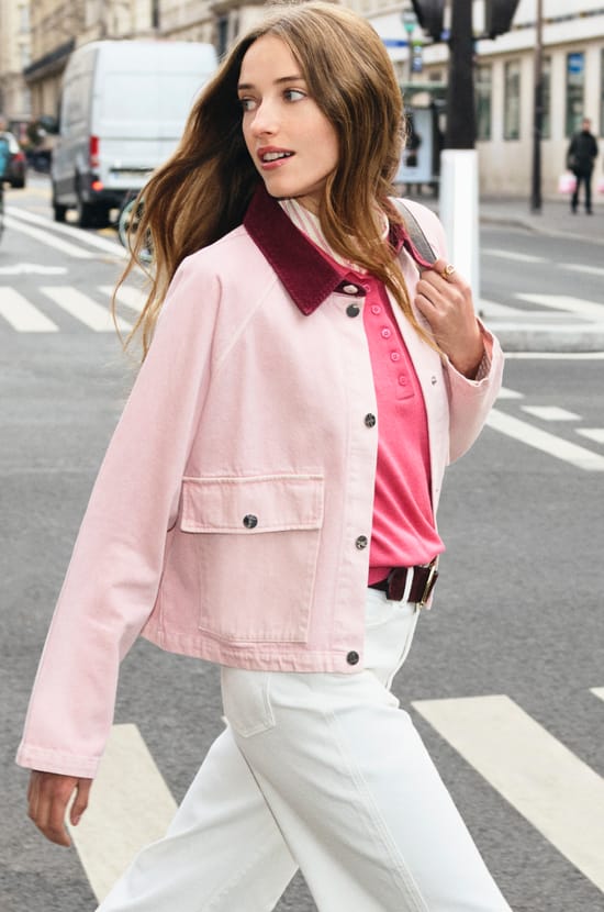 Short Velvet Collar Jacket;${refinementColor}