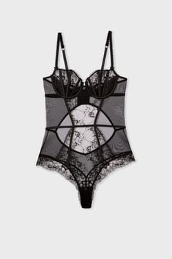 Lace and Satin Bodysuit;${refinementColor}