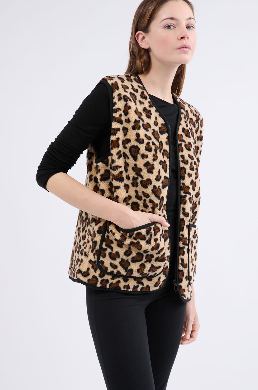 Gilet sans manches effet sherpa;${refinementColor}