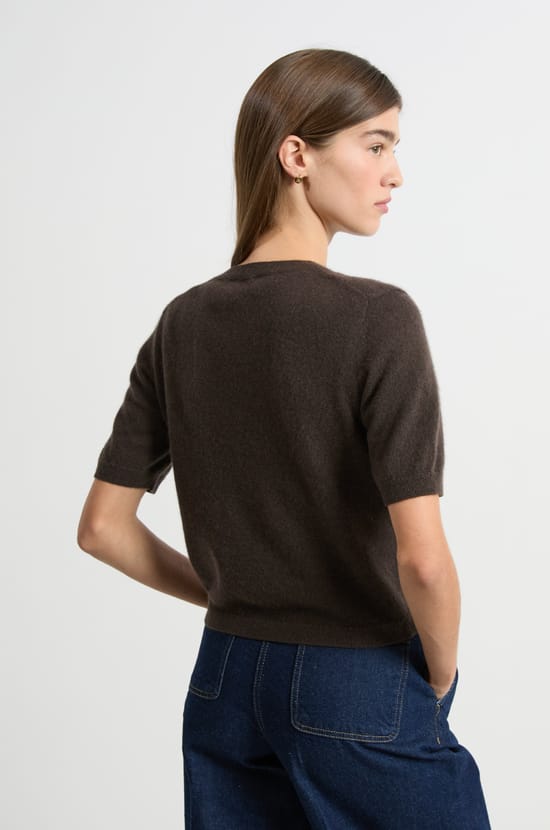 Pull manches courtes en cachemire;${refinementColor}