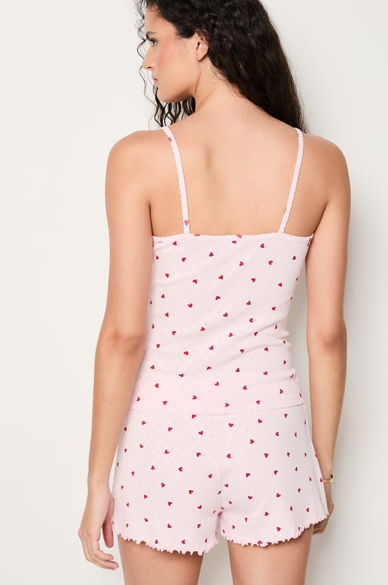 Caraco en coton en pointelle à cœurs;${refinementColor}