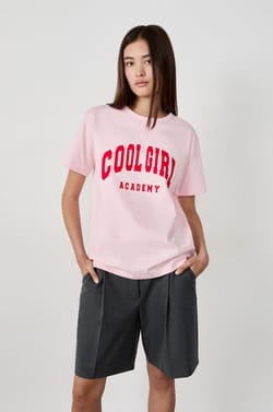 Cotton T-shirt with "Cool girl academy" print;${refinementColor}