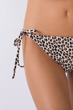 Leopard print tie-side bikini bottom;${refinementColor}