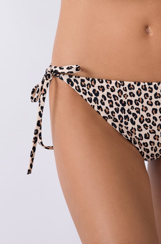 Leopard print tie-side bikini bottom;${refinementColor}
