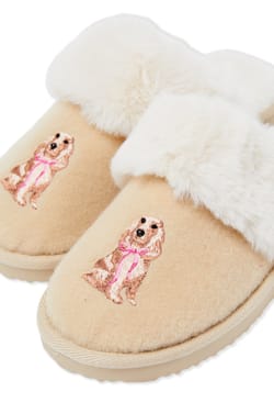 Chaussons mules &agrave; motif chien;${refinementColor}