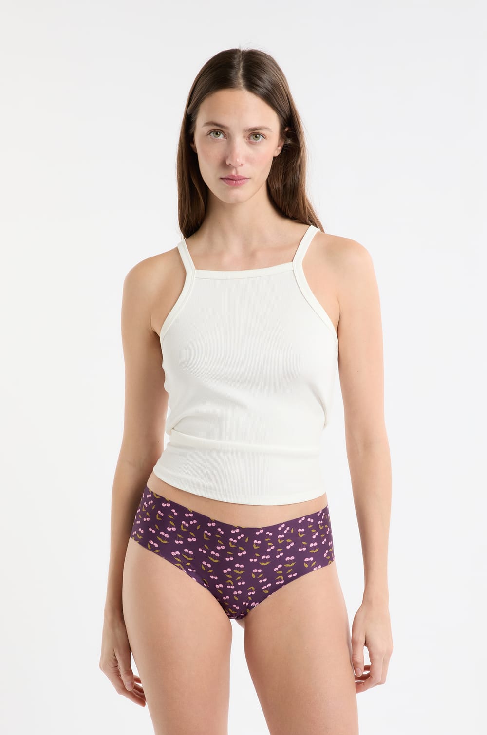 Hipster in seamless microfiber with cherry motifs;${refinementColor}