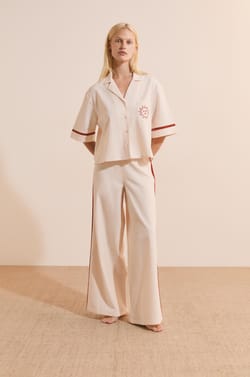 Pyjama T-shirt met korte mouwen en zonprint van katoen;${refinementColor}