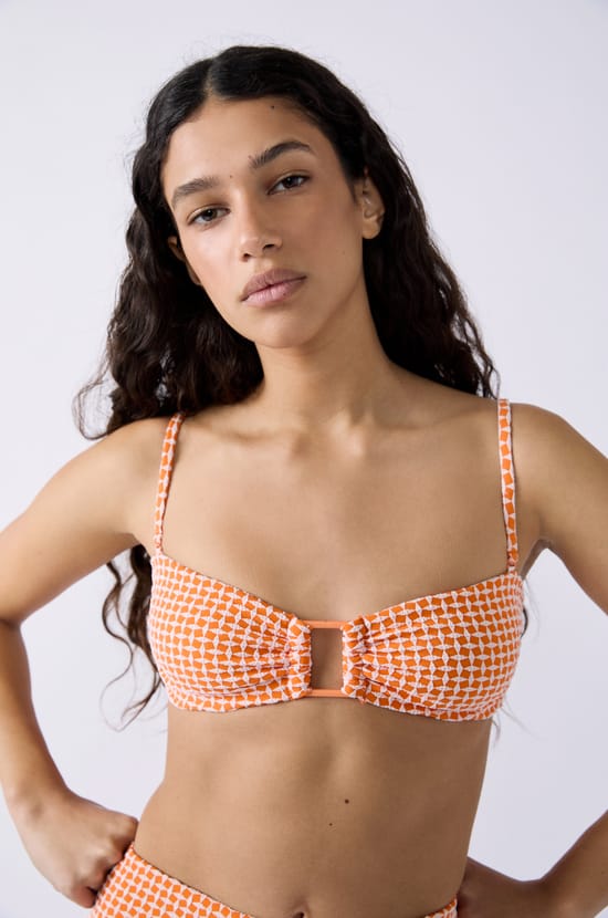 Printed bandeau bikini top;${refinementColor}