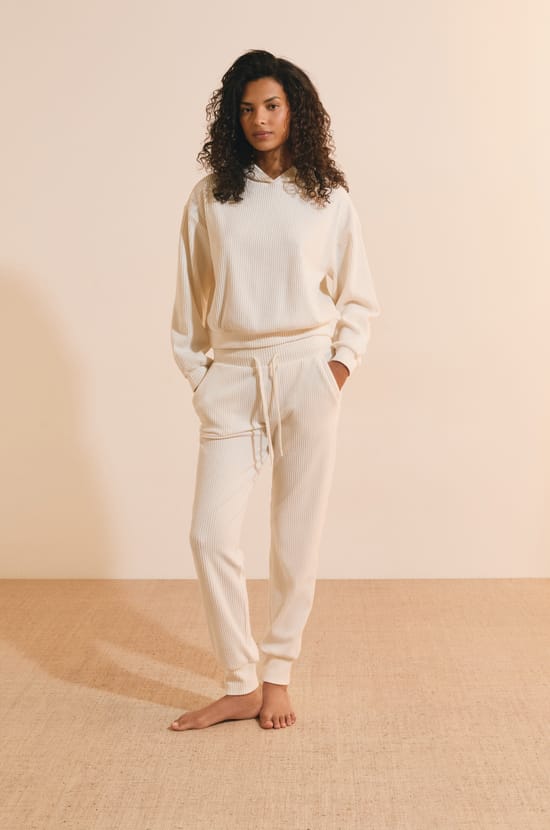 Sweatshirt de pyjama en velours c&ocirc;tel&eacute;;${refinementColor}
