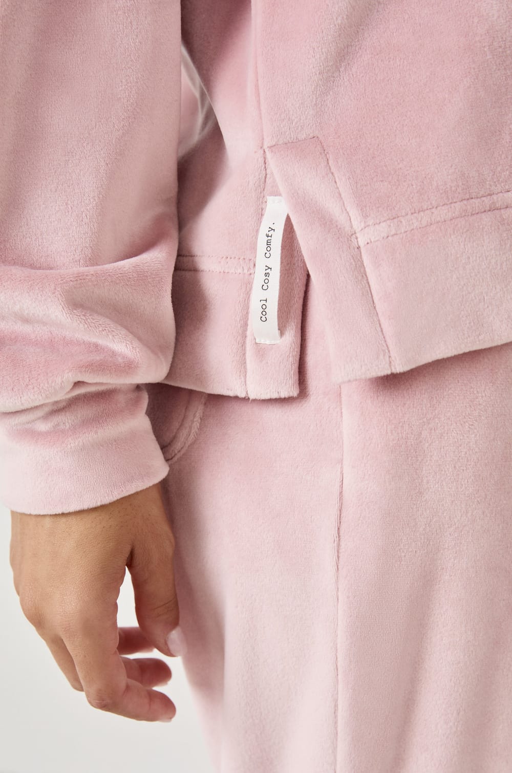 Sweatshirt à capuche effet velours;${refinementColor}