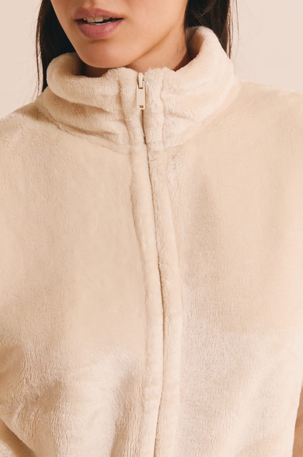 Oversized fleecevest met opstaande kraag;${refinementColor}