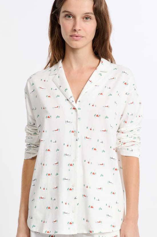Chemise de pyjama à motifs en coton;${refinementColor}