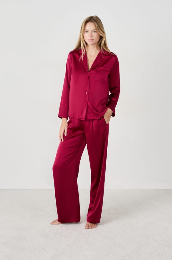Satin pyjama shirt;${refinementColor}
