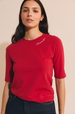 T-shirt manches courtes en coton avec &eacute;criture;${refinementColor}