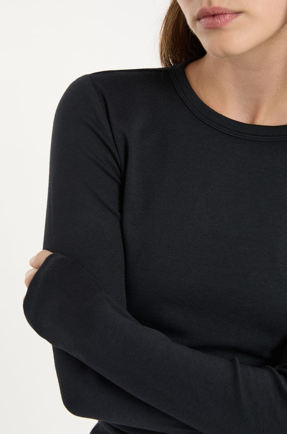 Long-sleeved T-shirt with modal cotton;${refinementColor}