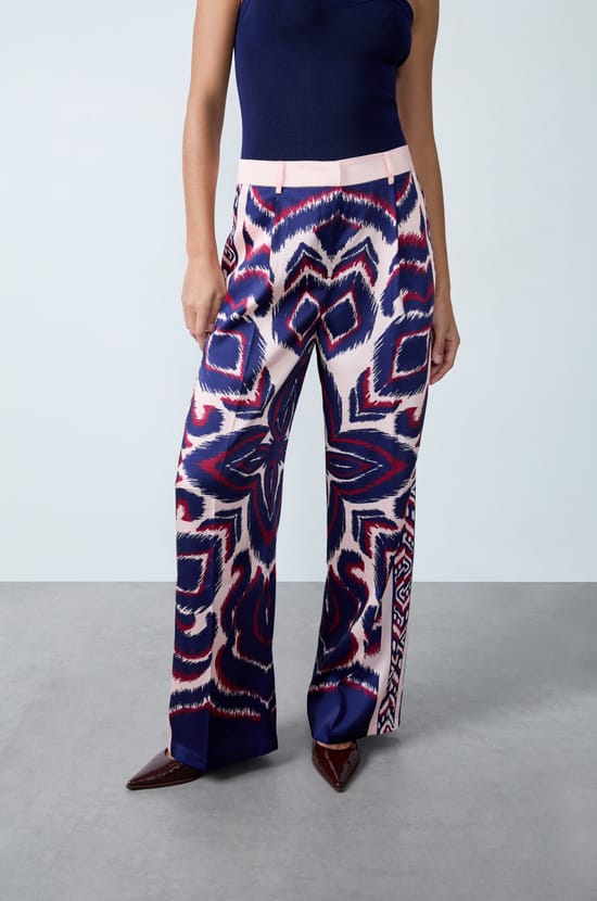 Printed fluid trousers;${refinementColor}