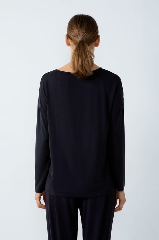 Long-Sleeved Modal Pajama T-Shirt;${refinementColor}