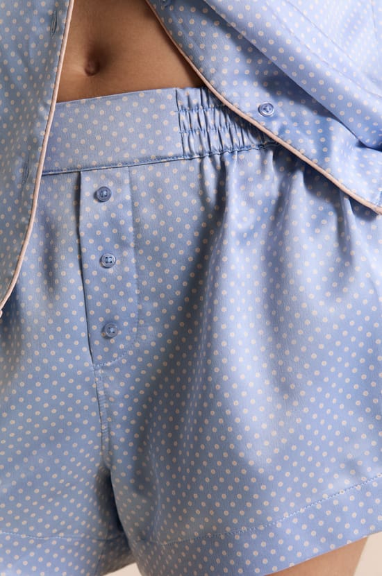Satin Polka Dot Pyjama Shorts;${refinementColor}