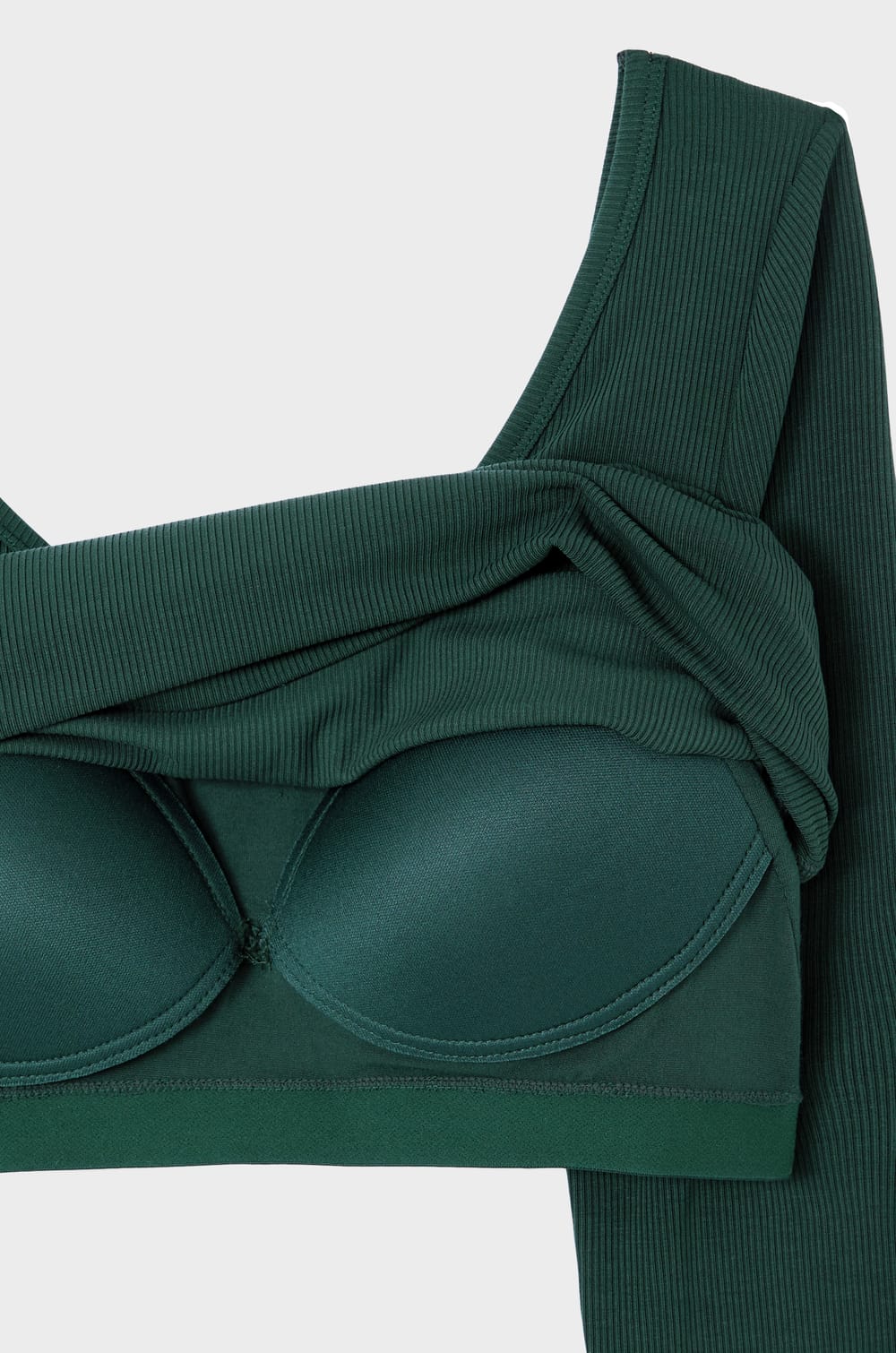 Long-sleeved round neck t-shirt with integrated bra;${refinementColor}