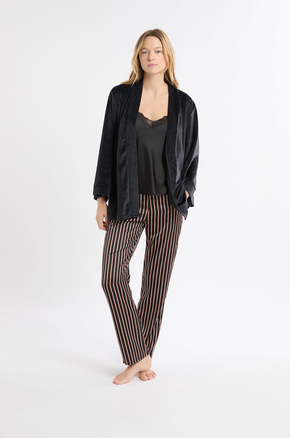 3-teiliges Satin-Pyjama-Set;${refinementColor}