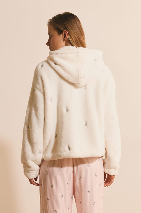 Veste avec capuche &agrave; motifs lapins;${refinementColor}