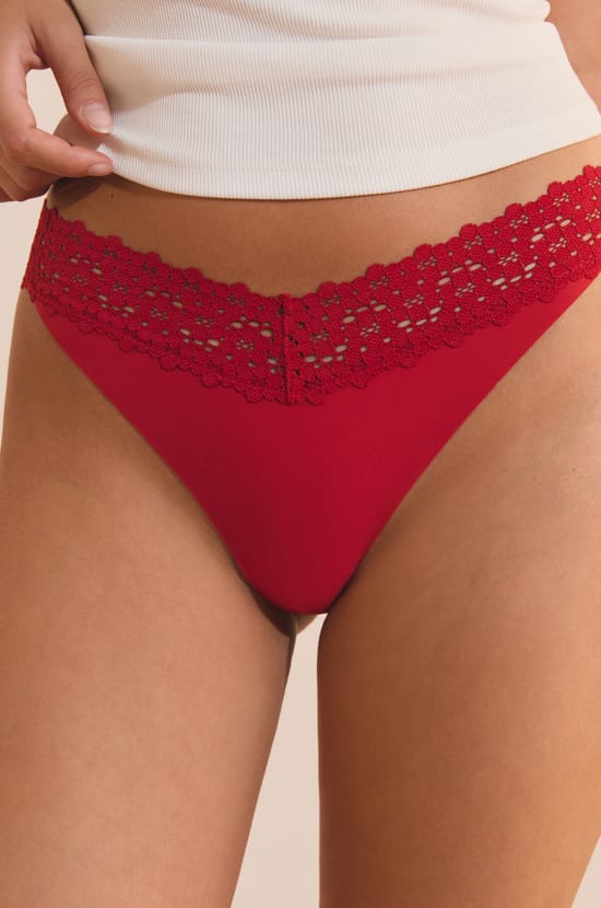 Microfibre and Lace Tanga;${refinementColor}