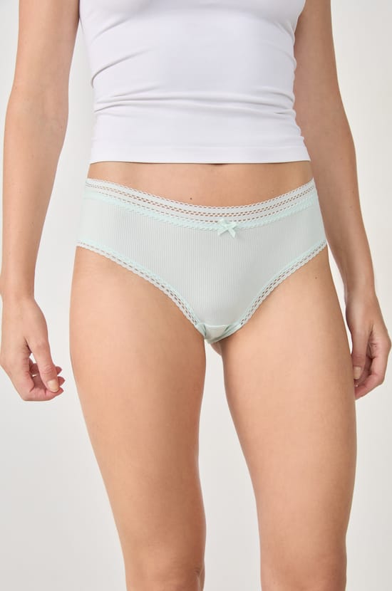 Microfiber Cheeky Panty with Lace Details  ;${refinementColor}