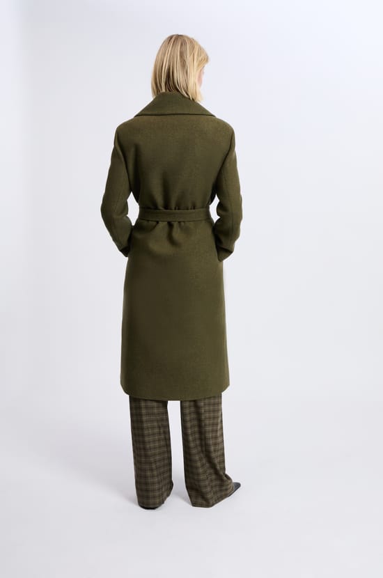 Manteau long ceinturé avec laine;${refinementColor}