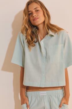 Pyjama Shirt with Cotton;${refinementColor}